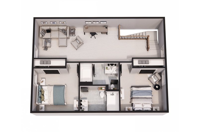 House Blueprint - Floor Plan - Upper Floor 1 for Farmhouse House Plan #51-1259 - 3 bed, 3.5 bath