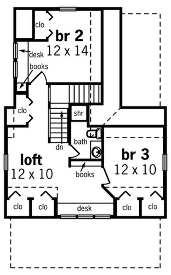 House Design - Cottage Floor Plan - Upper Floor Plan #45-589