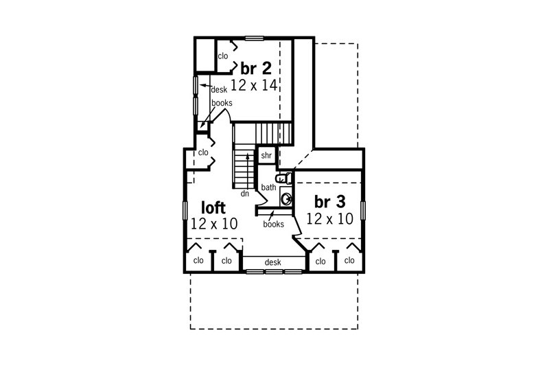 Dream House Plan - Floor Plan - Upper Floor for Cottage House Plan #45-589 - 4 bed, 2 bath