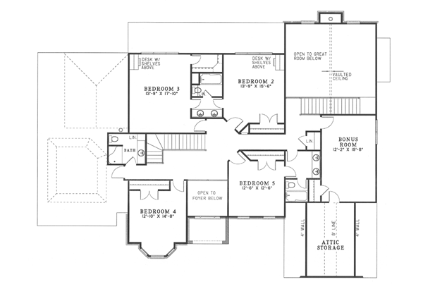 House Blueprint - European Floor Plan - Upper Floor Plan #17-2075