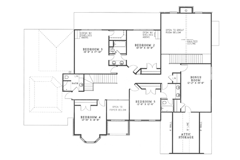 Dream House Plan - Floor Plan - Upper Floor for European House Plan #17-2075 - 5 bed, 4.5 bath