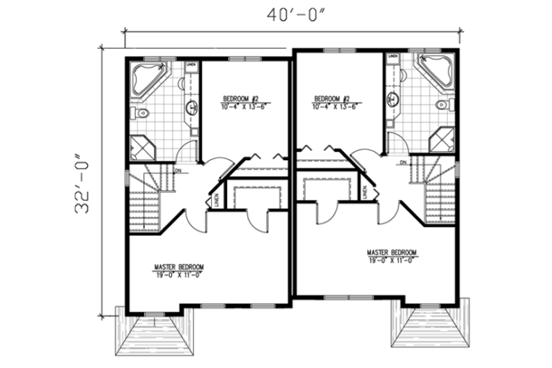 House Design - Floor Plan - Upper Floor for Traditional House Plan #138-237 - 2 bed, 1.5 bath