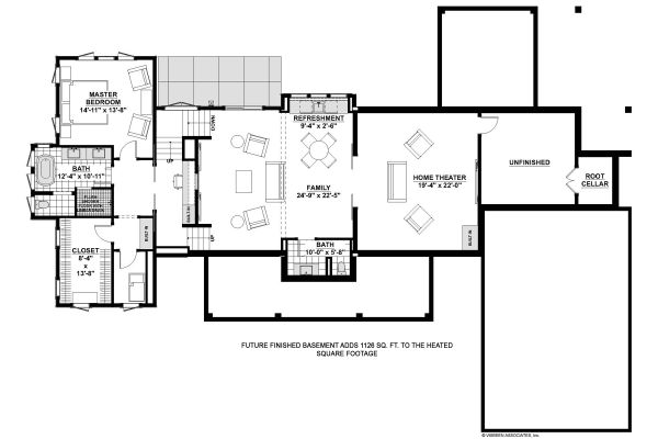 Architectural House Design - Farmhouse Floor Plan - Lower Floor Plan #928-338