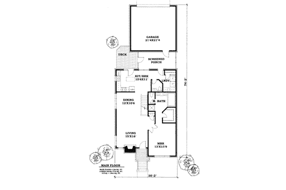 Floor Plan - Main Floor for European House Plan #50-225 - 3 bed, 2.5 bath