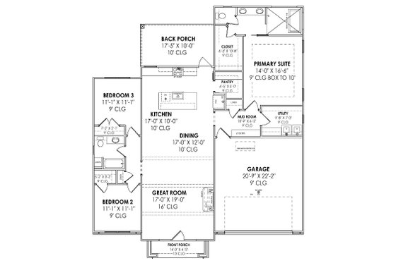 Floor Plan - Main Floor for Modern House Plan #1096-110 - 3 bed, 2 bath