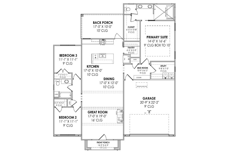 House Design - Floor Plan - Main Floor for Modern House Plan #1096-110 - 3 bed, 2 bath