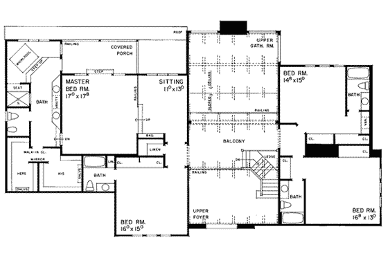 Floor Plan - Upper Floor for Tudor House Plan #72-219 - 4 bed, 5.5 bath