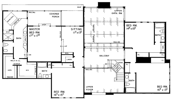Home Plan - Tudor Floor Plan - Upper Floor Plan #72-219