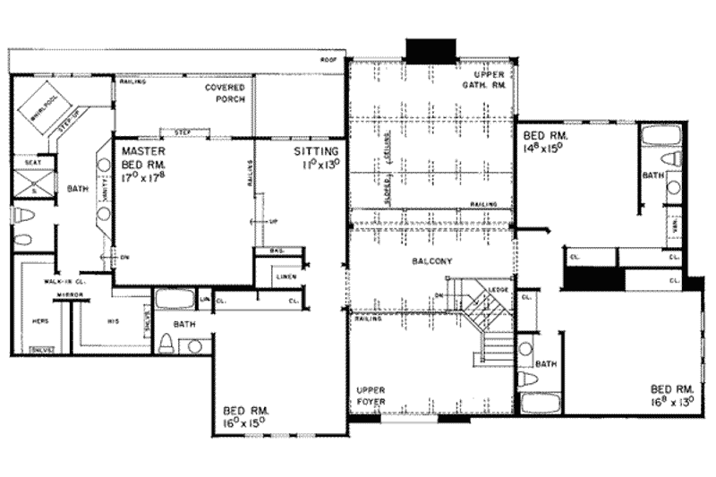 Dream House Plan - Floor Plan - Upper Floor for Tudor House Plan #72-219 - 4 bed, 5.5 bath