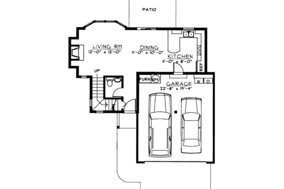 Floor Plan - Main Floor for Craftsman House Plan #96-206 - 3 bed, 2.5 bath