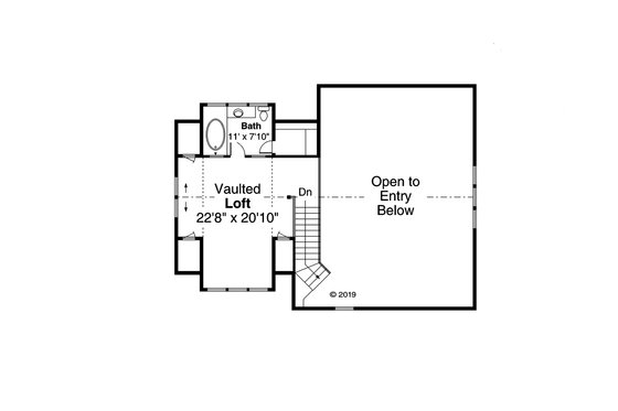 Floor Plan - Upper Floor for Cottage House Plan #124-1157 - 2 bed, 3 bath