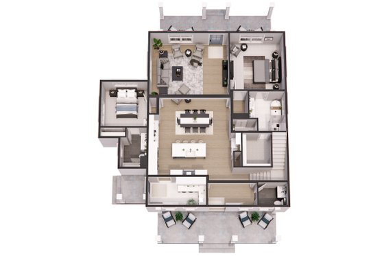 Floor Plan - Main Floor 1 for Farmhouse House Plan #51-1277 - 4 bed, 4.5 bath