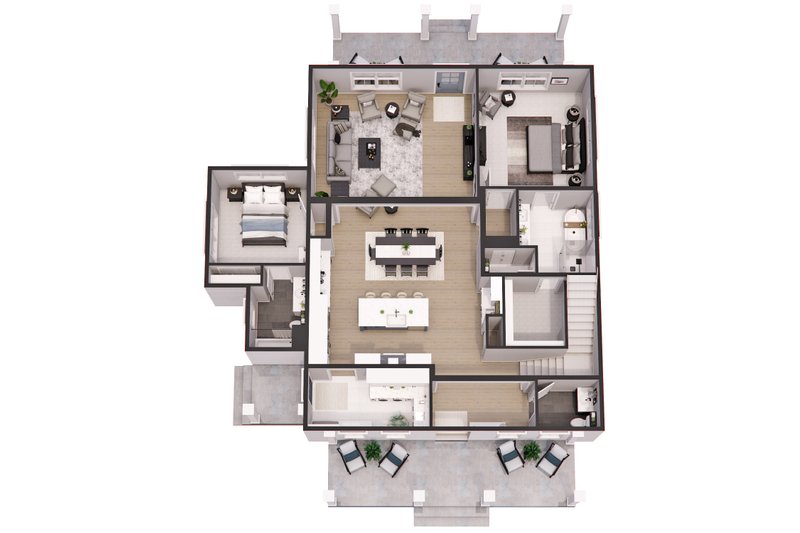 Architectural House Design - Floor Plan - Main Floor 1 for Farmhouse House Plan #51-1277 - 4 bed, 4.5 bath