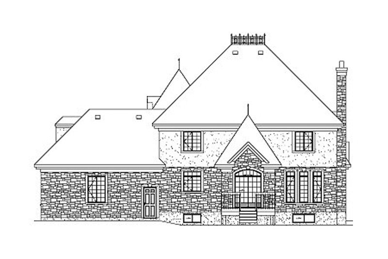 Home Plan - Exterior - Rear Elevation for European House Plan #25-224 - 4 bed, 2.5 bath