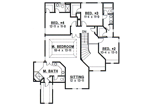 Traditional Floor Plan - Upper Floor Plan #67-547