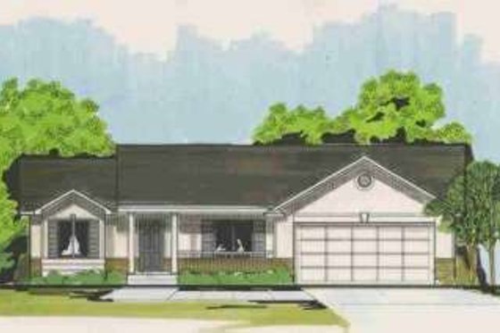 Exterior - Front Elevation for Ranch House Plan #308-148 - 4 bed, 2 bath