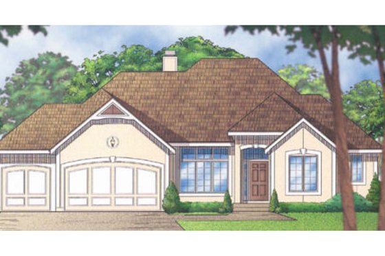 Exterior - Front Elevation for European House Plan #67-709 - 4 bed, 4 bath
