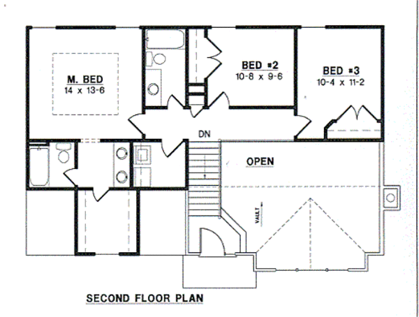 Traditional Floor Plan - Upper Floor Plan #67-466