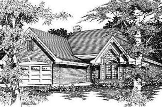 Exterior - Front Elevation for European House Plan #329-215 - 2 bed, 2 bath