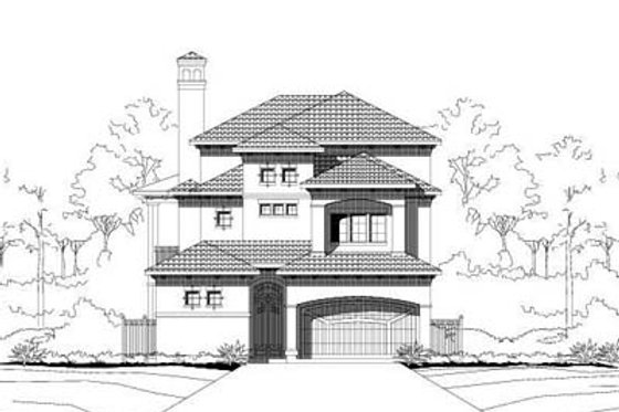 Exterior - Front Elevation for Mediterranean House Plan #411-151 - 3 bed, 4.5 bath