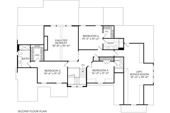Floor Plan - Upper Floor for Traditional House Plan #927-1051 - 5 bed, 5.5 bath