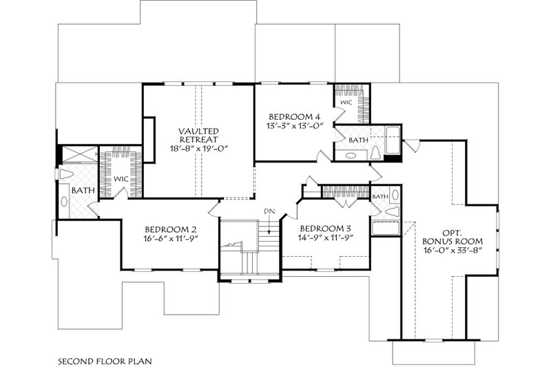 Home Plan - Floor Plan - Upper Floor for Traditional House Plan #927-1051 - 5 bed, 5.5 bath