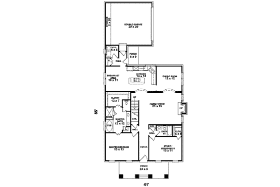 Floor Plan - Main Floor for Bungalow House Plan #81-951 - 4 bed, 4 bath