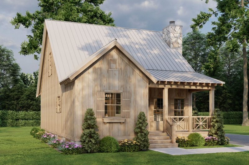 House Plan Design - Exterior - Front Elevation 3 for Cabin House Plan #923-388 - 2 bed, 2 bath