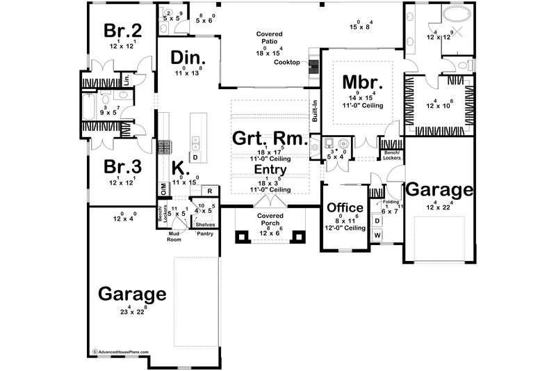 House Design - Floor Plan - Main Floor for Modern House Plan #455-371 - 3 bed, 2.5 bath