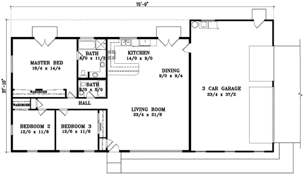 Adobe / Southwestern Floor Plan - Main Floor Plan #1-600