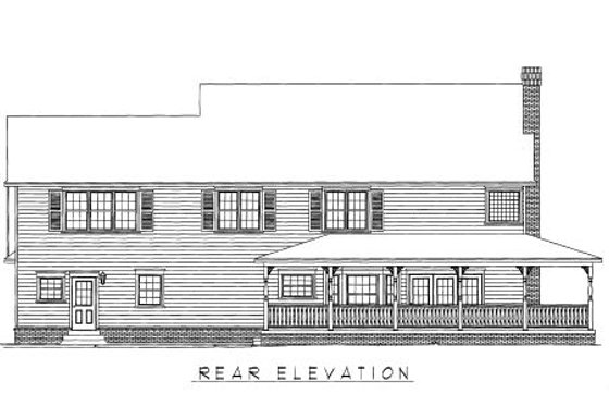 Exterior - Rear Elevation for Country House Plan #11-117 - 4 bed, 2.5 bath