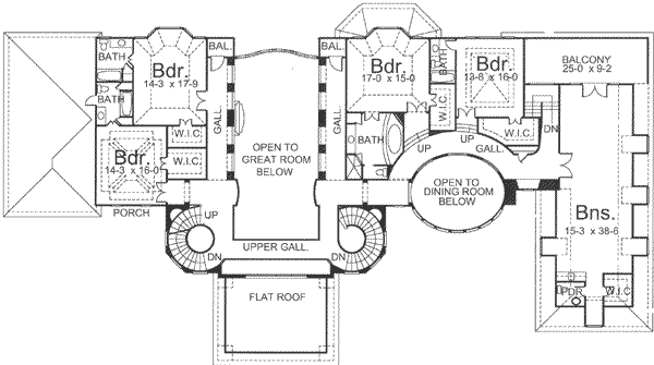 European Floor Plan - Upper Floor Plan #119-171