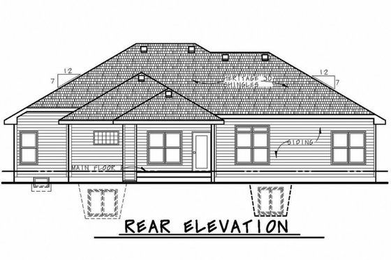 Exterior - Rear Elevation for Craftsman House Plan #20-2179 - 2 bed, 3 bath