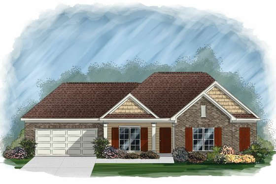 Exterior - Front Elevation House Plan #329-344 - 3 bed, 2 bath