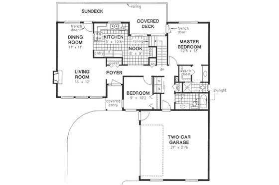 Southwestern, Ranch style house plan, main level floor plan
