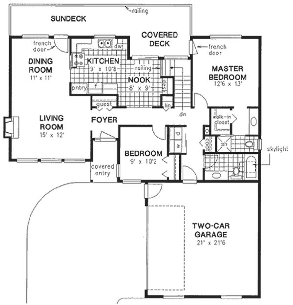 Dream House Plan - Southwestern, Ranch style house plan, main level floor plan
