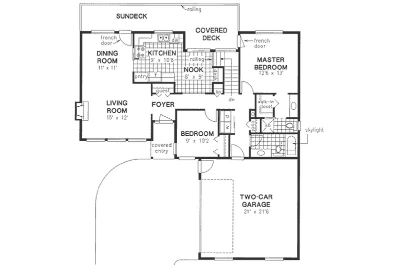 Home Plan - Southwestern, Ranch style house plan, main level floor plan