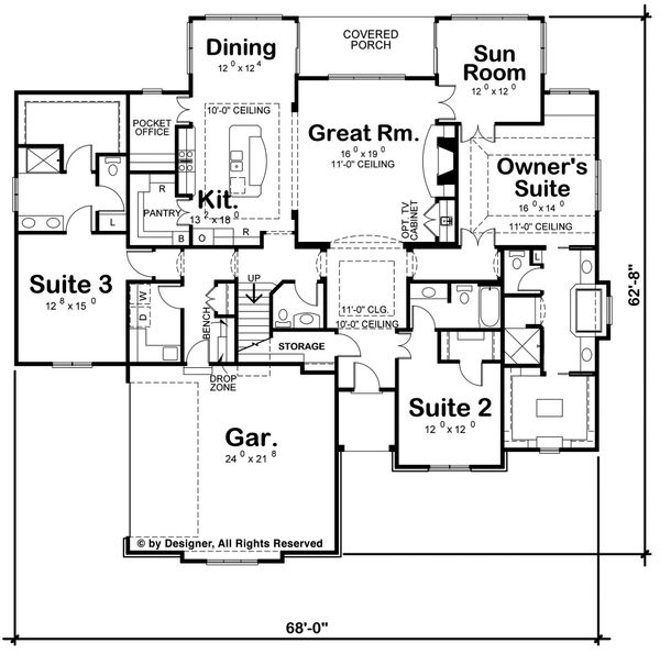 Dream House Plan - European Floor Plan - Main Floor Plan #20-2264