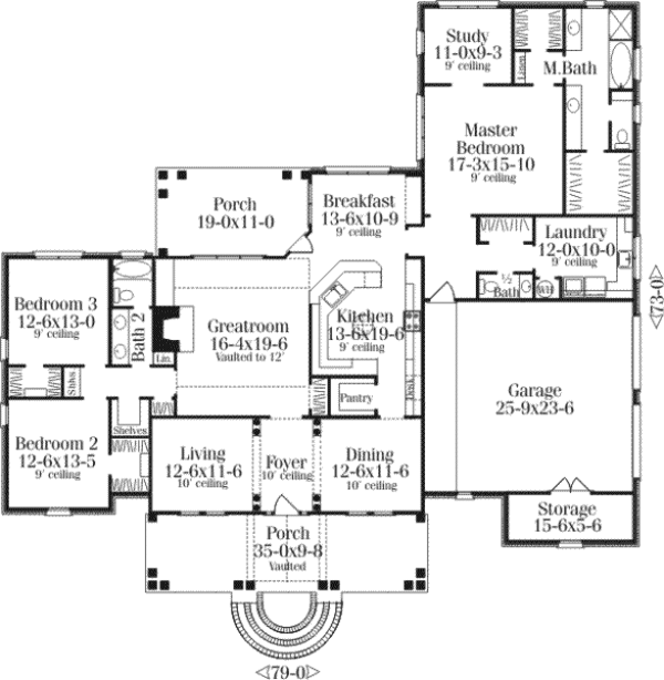 Southern Floor Plan - Main Floor Plan #406-112