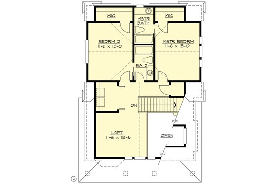 Floor Plan - Upper Floor for Cottage House Plan #132-192 - 2 bed, 2 bath