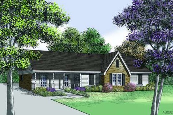 Exterior - Front Elevation for Traditional House Plan #45-300 - 3 bed, 2 bath