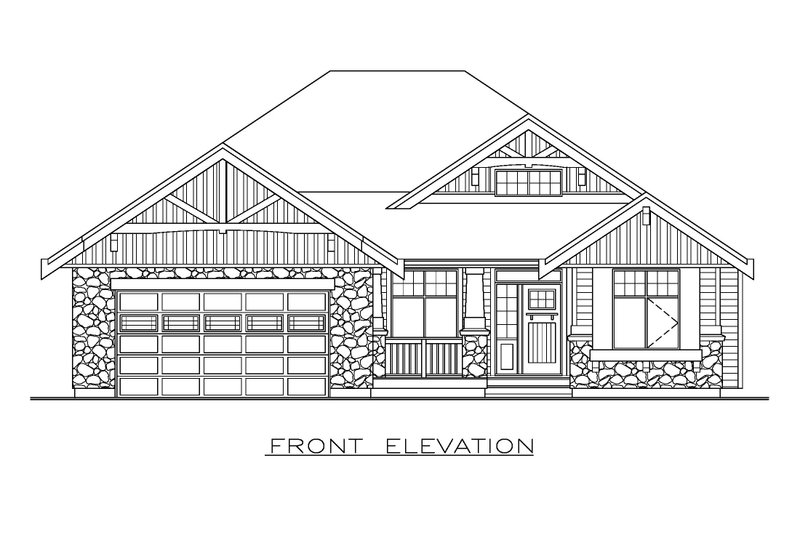 House Blueprint - Exterior - Front Elevation 3 for Craftsman House Plan #1100-123 - 3 bed, 2 bath