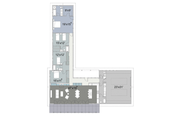 Floor Plan - Main Floor for Ranch House Plan #445-4 - 4 bed, 3.5 bath