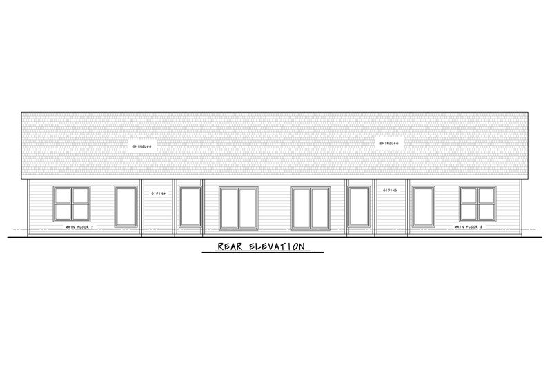 House Blueprint - Exterior - Rear Elevation 1 for Modern House Plan #20-2616 - 2 bed, 2 bath