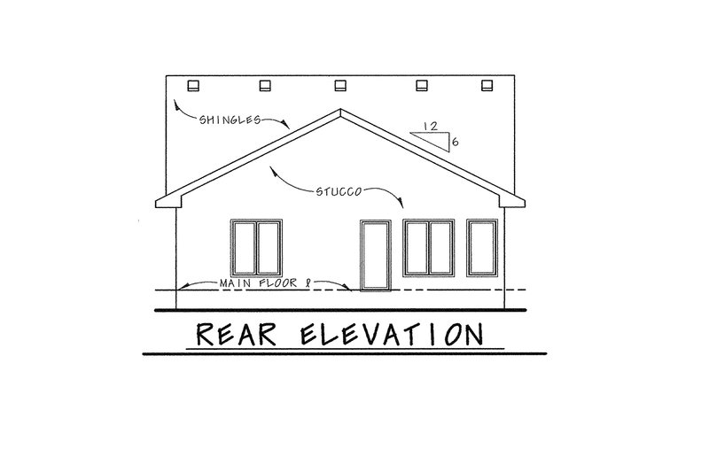 House Blueprint - Exterior - Rear Elevation 1 for European House Plan #20-2147 - 1 bed, 2 bath