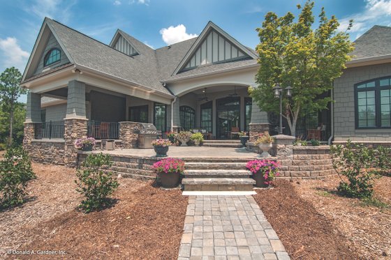 Exterior - Rear Elevation 1 for European House Plan #929-1 - 4 bed, 4 bath