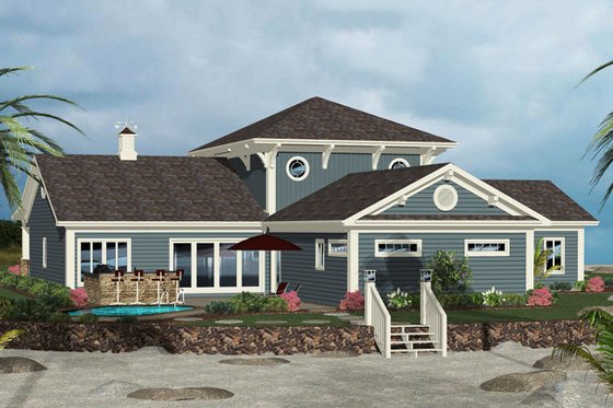 Exterior - Rear Elevation for Craftsman House Plan #56-714 - 4 bed, 4.5 bath
