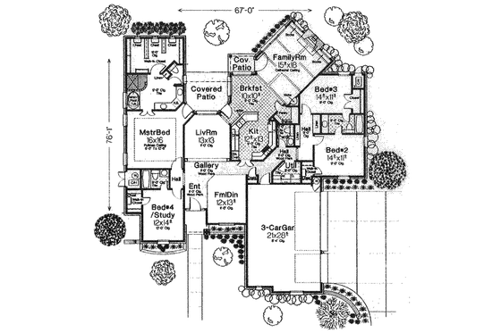 Floor Plan - Main Floor for European House Plan #310-858 - 4 bed, 3.5 bath