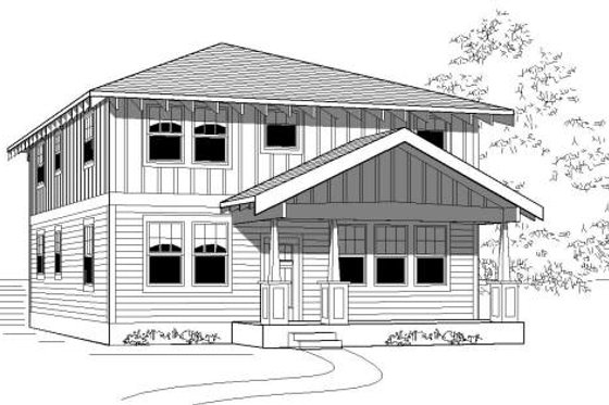 Exterior - Front Elevation for Traditional House Plan #423-14 - 5 bed, 3 bath