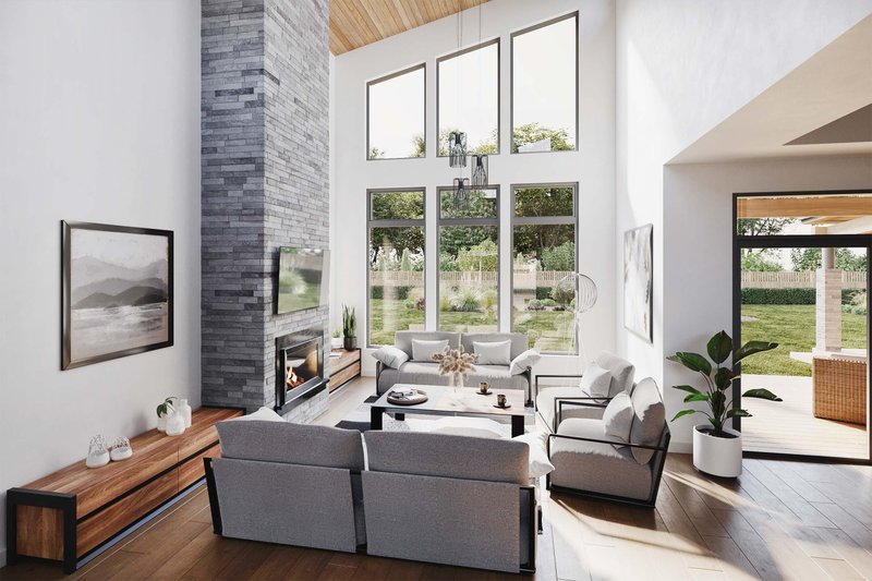 House Blueprint - Interior - Family Room for Contemporary House Plan #924-19 - 3 bed, 2 bath